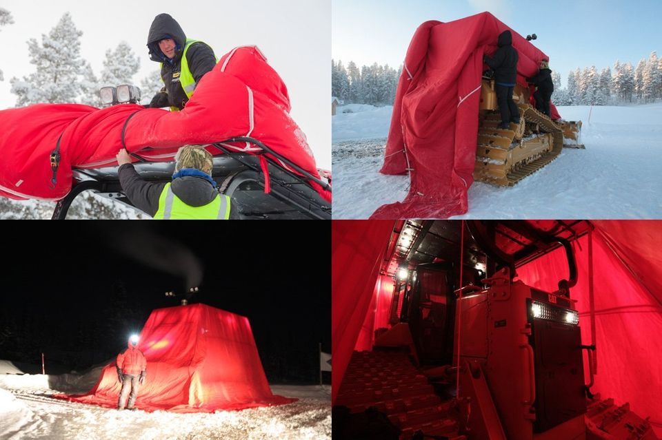 Expedition equipment testing, caterpillar heat shield in Sweden