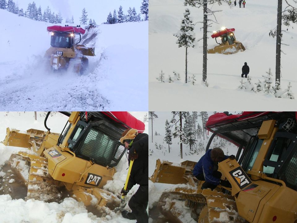 Expedition equipment testing, Caterpillar in Arctic Sweden